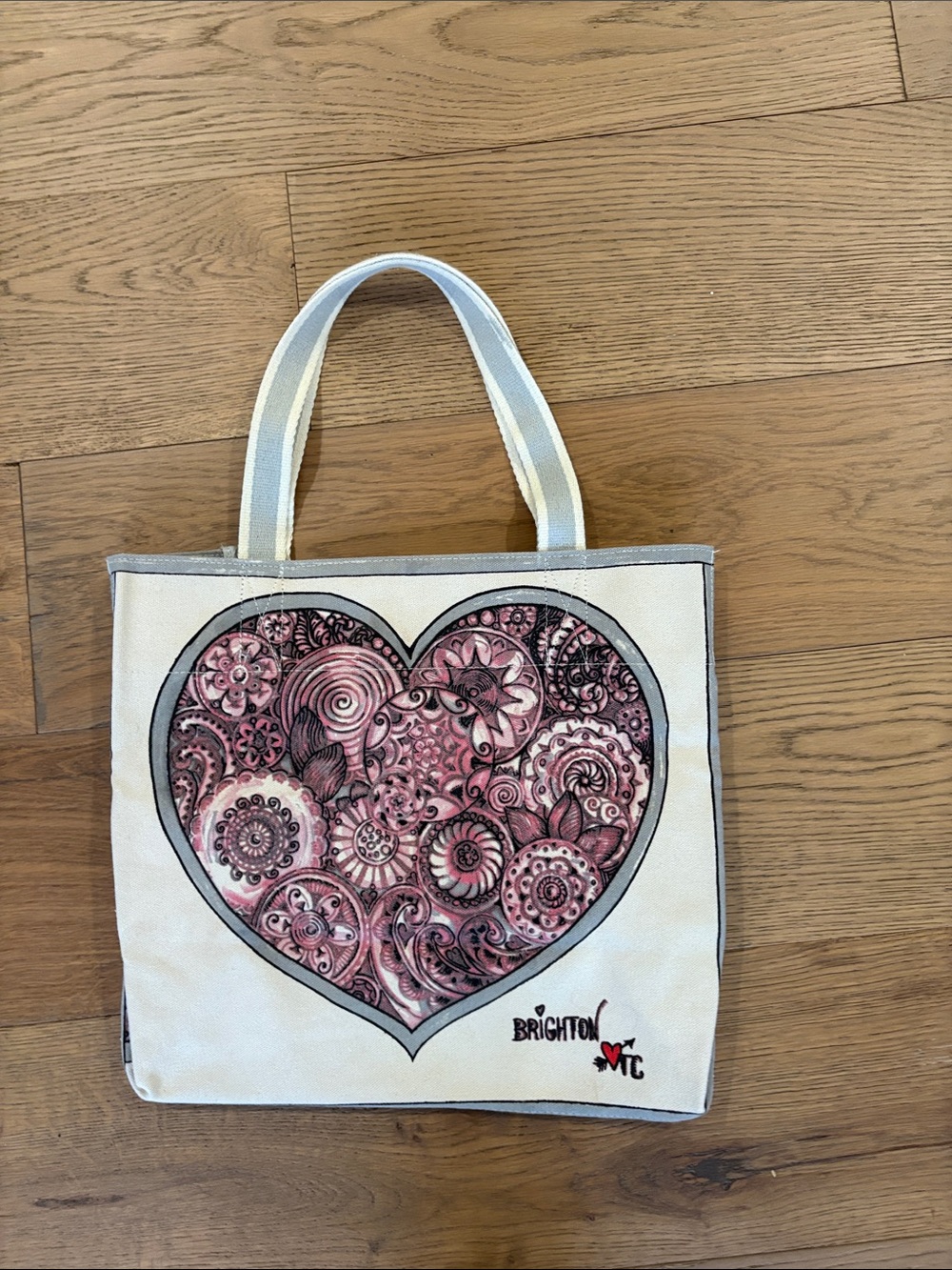 Brighton Pink Heart Canvas Tote with Conversation Hearts